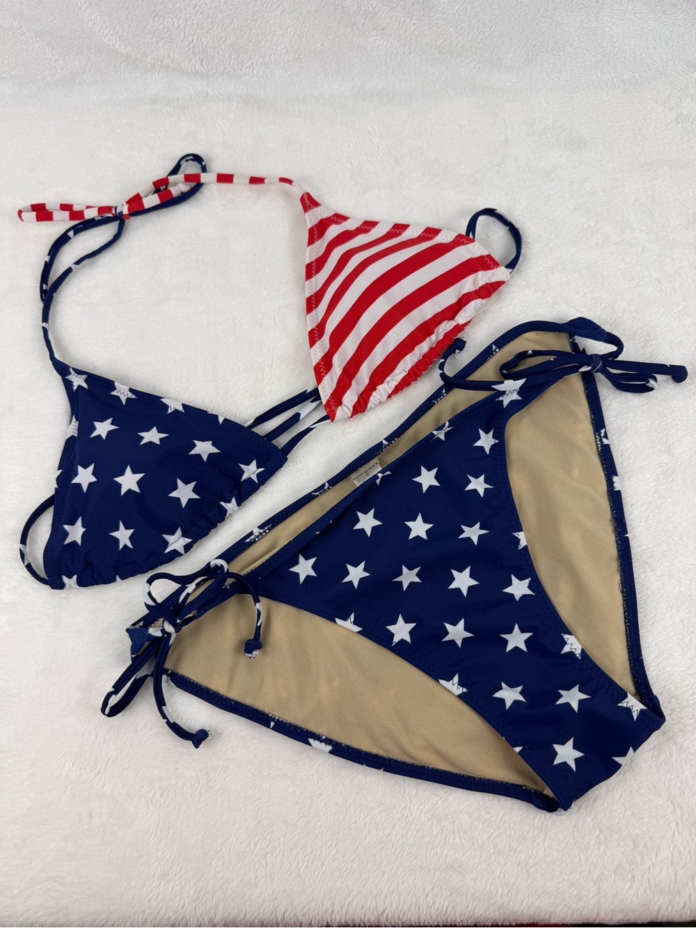 Old Navy Stars & Stripes String Bikini Set, Medium Top/Large Bottom